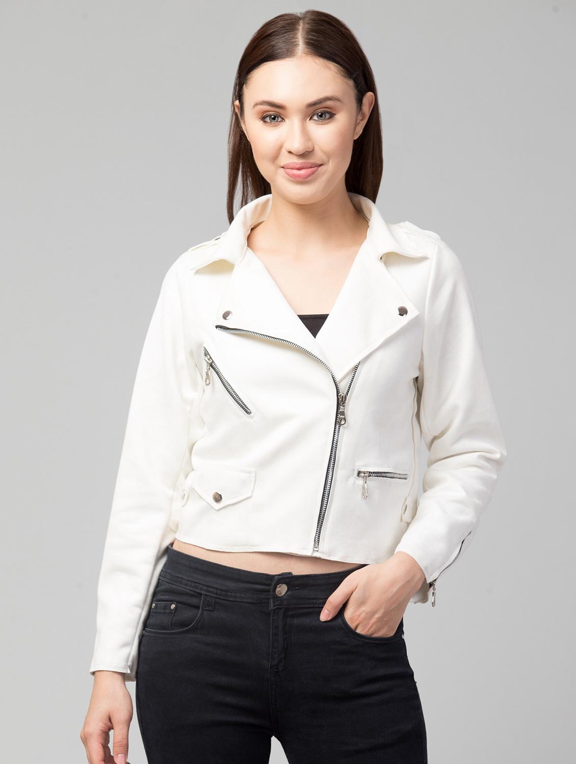 zipper solid beige regular jacket - 19945469 -  Zoom Image - 0