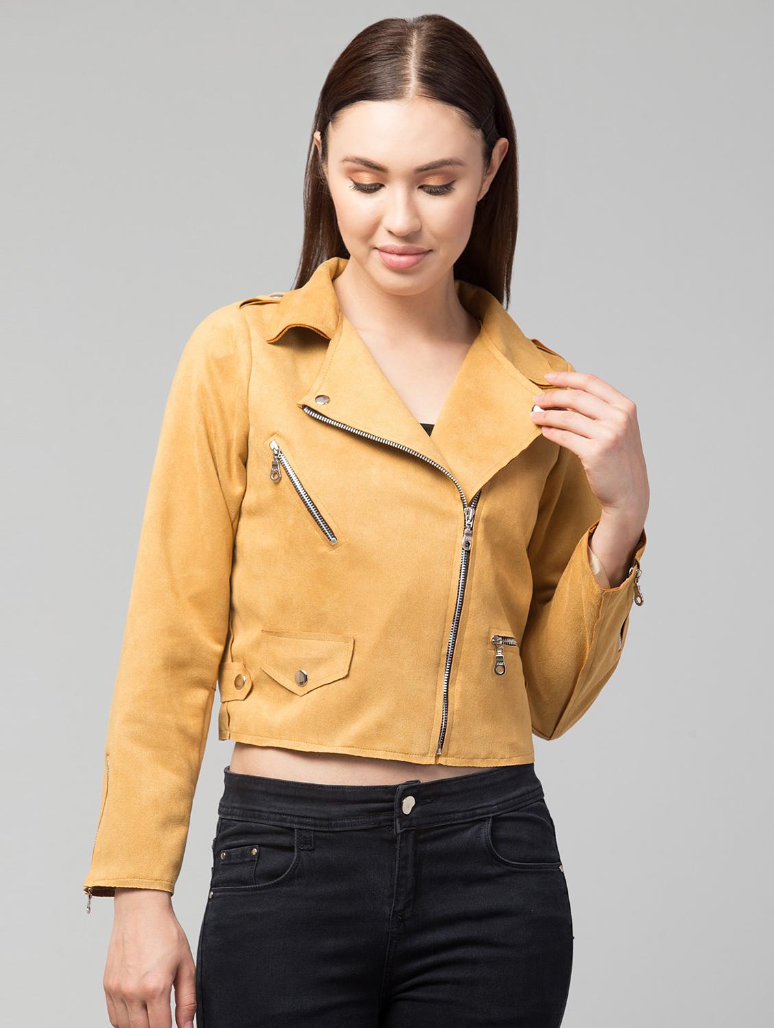 zipper solid red regular jacket - 19945472 - Zoom Image - 0