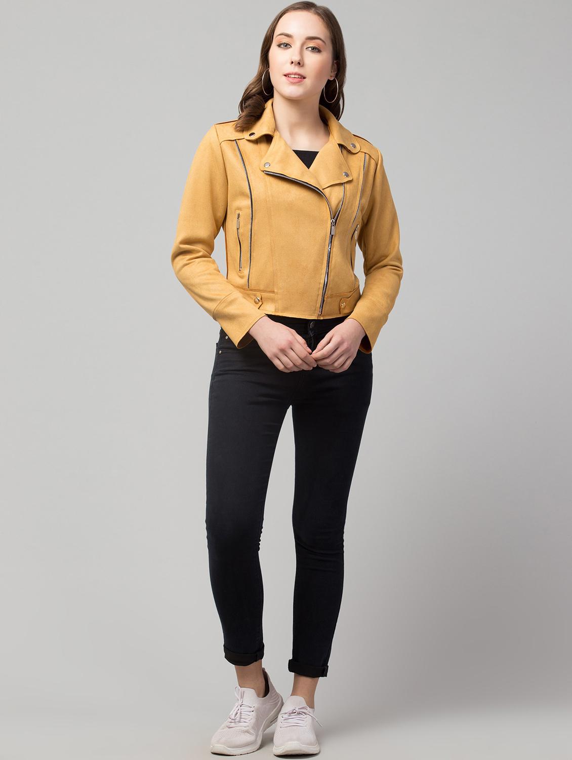 zipper solid yellow regular jacket - 19945479 - Standard Image - 3