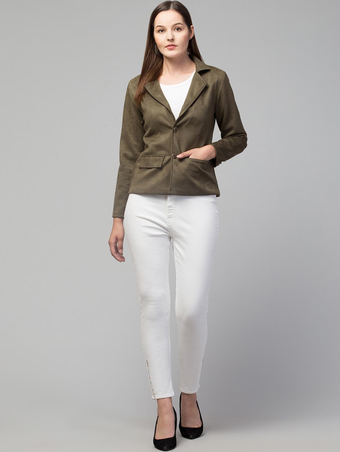 green solid regular jacket - 19945500 - Standard Image - 3