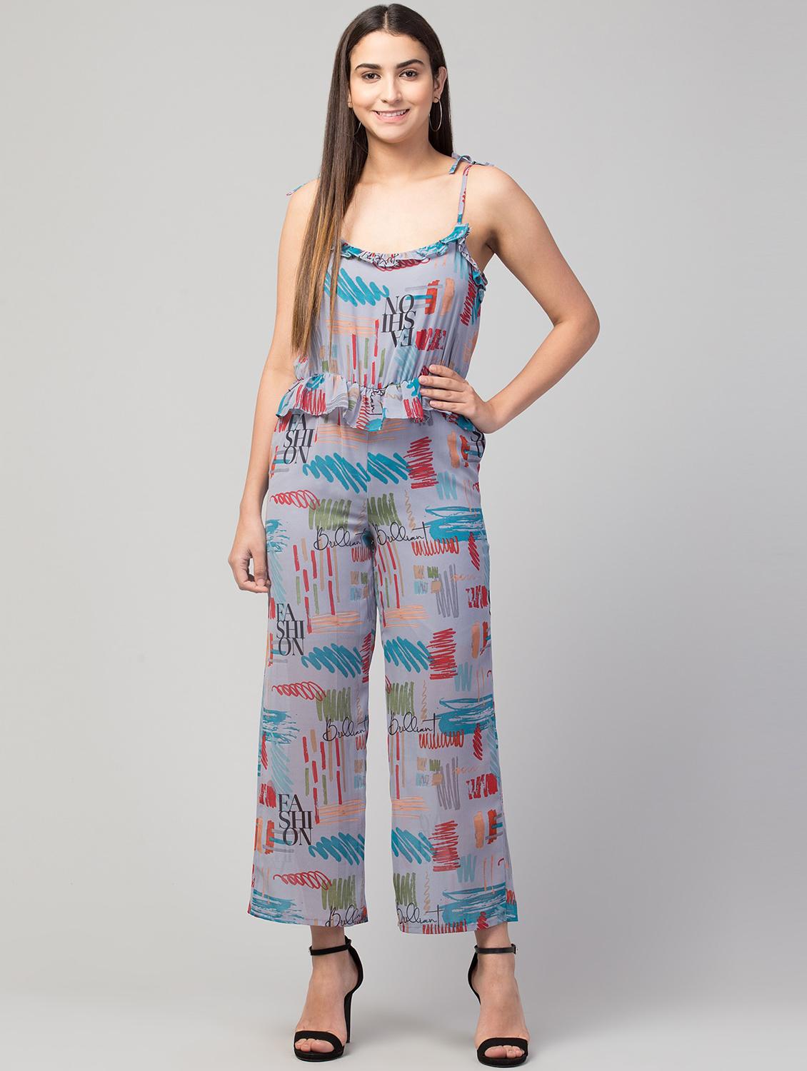 blue printed full leg jumpsuit - 19945508 -  Zoom Image - 0