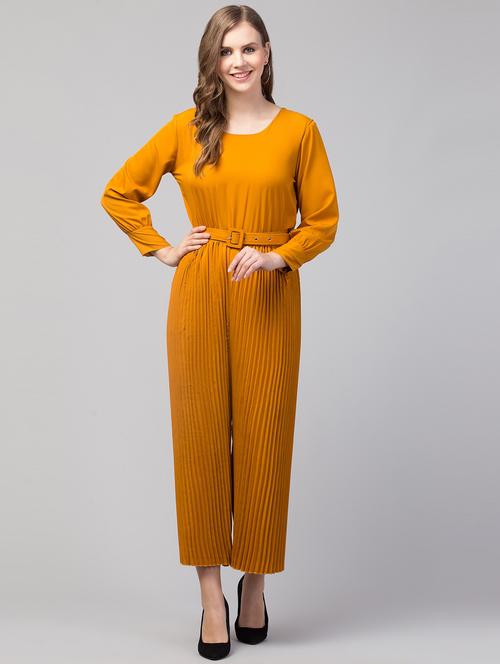 yellow solid full leg jumpsuit - 19945512 - Standard Image - 0