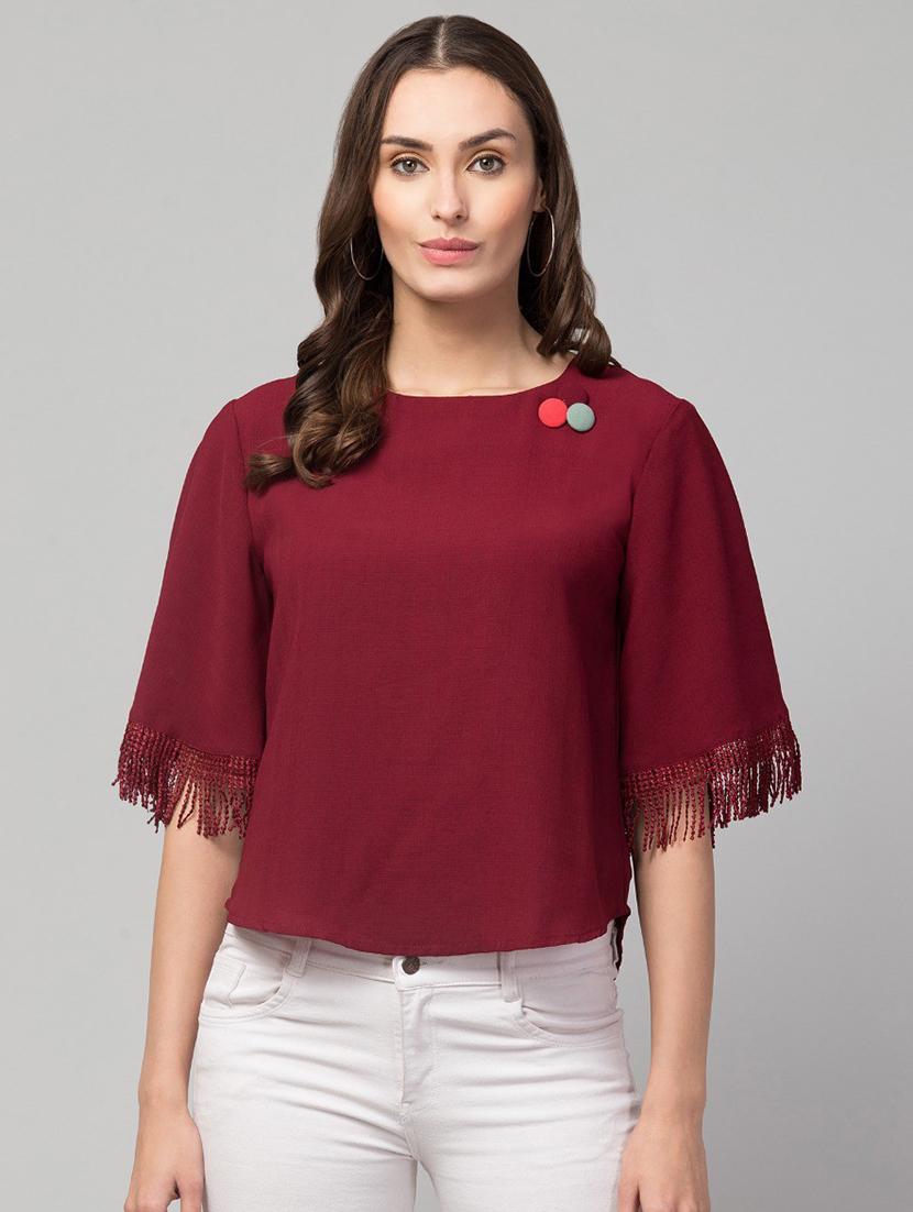 maroon solid regular top - 19945569 - Zoom Image - 0