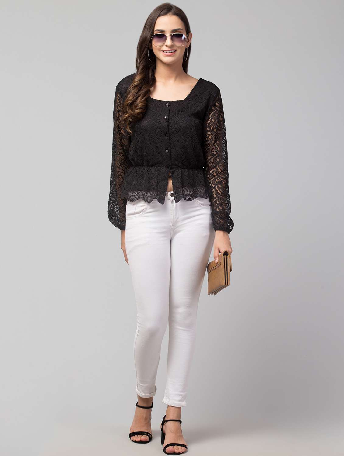 women's a line square neck top - 19945581 - Standard Image - 3