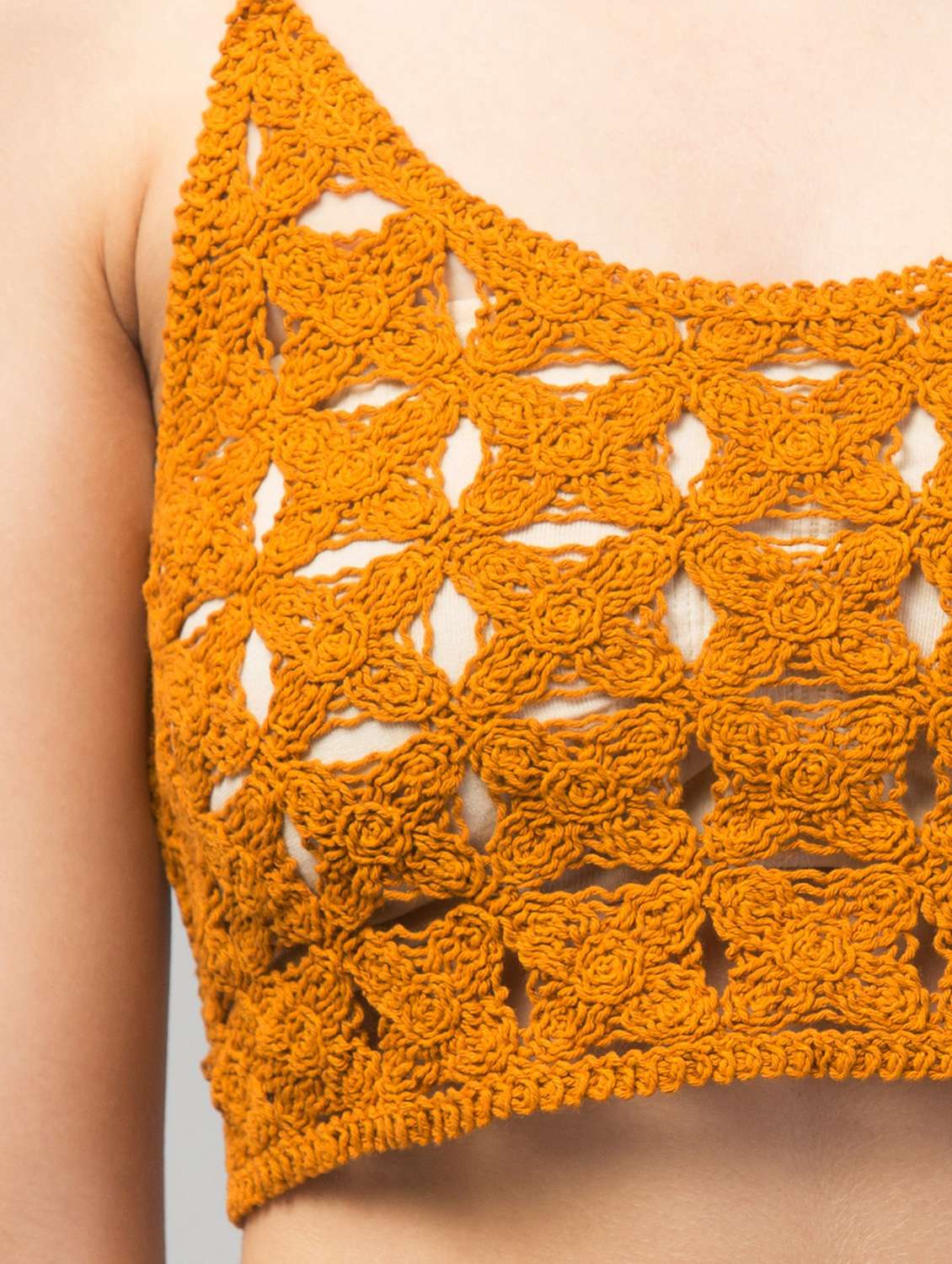 yellow self design crop top - 19945645 -  Standard Image - 3