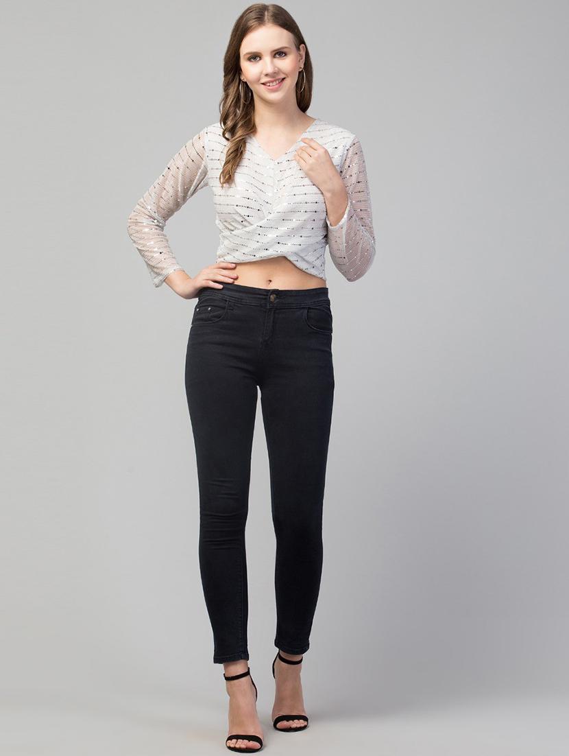 women's crop v neck top - 19945651 - Standard Image - 3