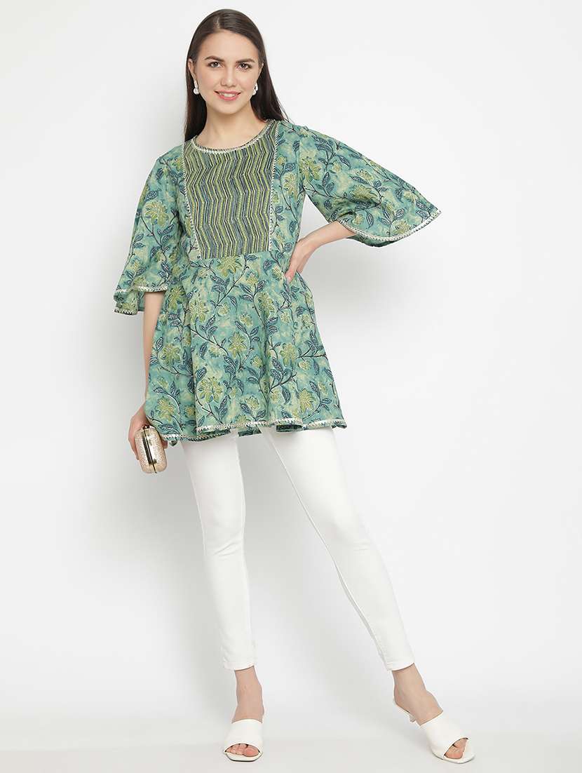 printed peplum ethnic top - 19945738 - Standard Image - 3