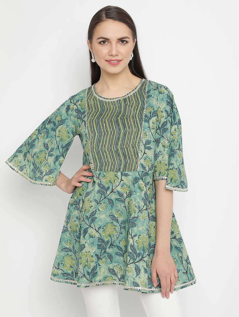 printed peplum ethnic top - 19945739 - Zoom Image - 0