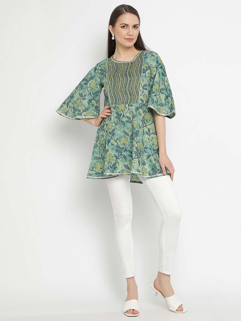printed peplum ethnic top - 19945739 - Standard Image - 3