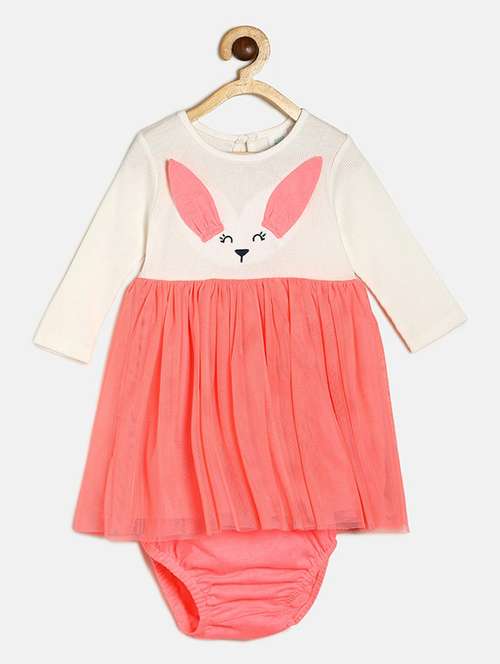 girls round neck long sleeves frock - 19946368 - Standard Image - 0
