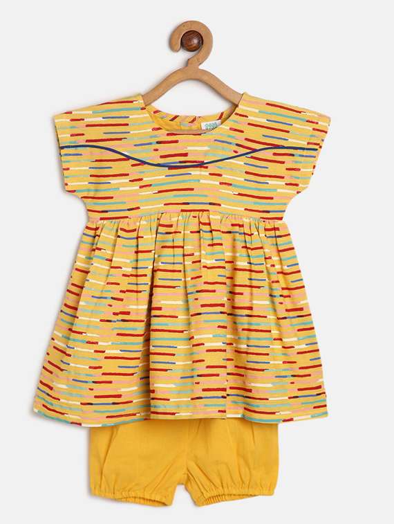 girls round neck cap sleeve frock