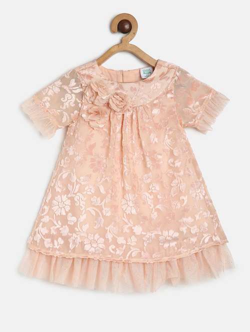 girls round neck short sleeves frock - 19946418 - Standard Image - 0