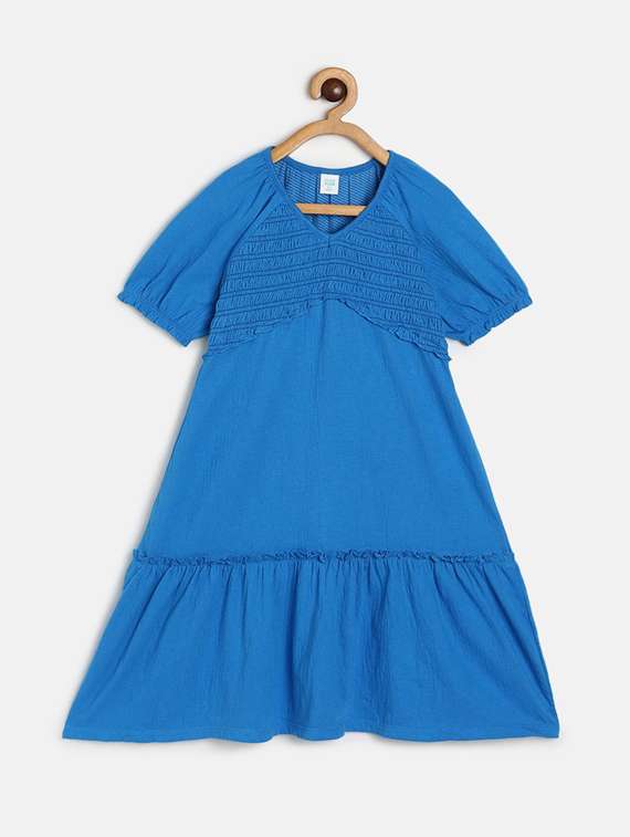 girls v neck short sleeves frock