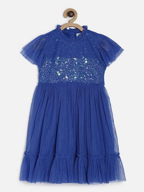 girls round neck cape sleeve frock - 19946644 - Standard Image - 0