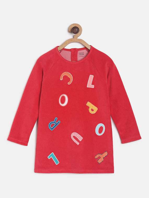 girls round neck raglan sleeve frock