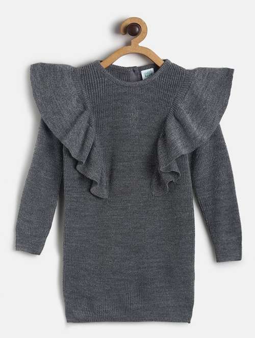 grey solid frock - 19946779 -  Standard Image - 0