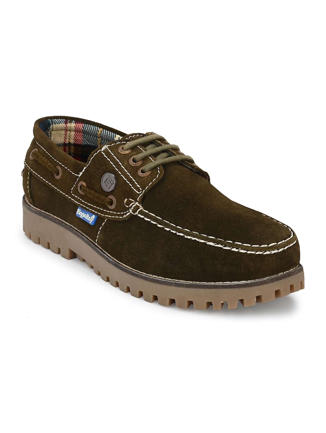 brown leather lace up boatshoes