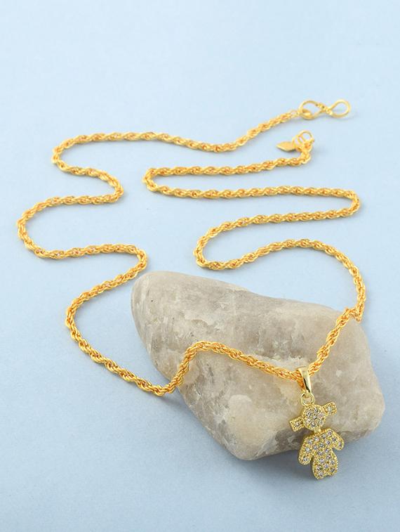 solid gold yellow stone studded doll pendant - 19947153 - Zoom Image - 0