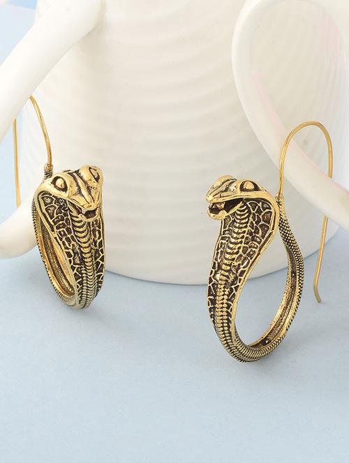 yellow brass hoop snake earring - 19947162 - Standard Image - 0