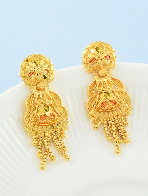 yellow goldplated brass balli earring - 19947168 - Standard Image - 0