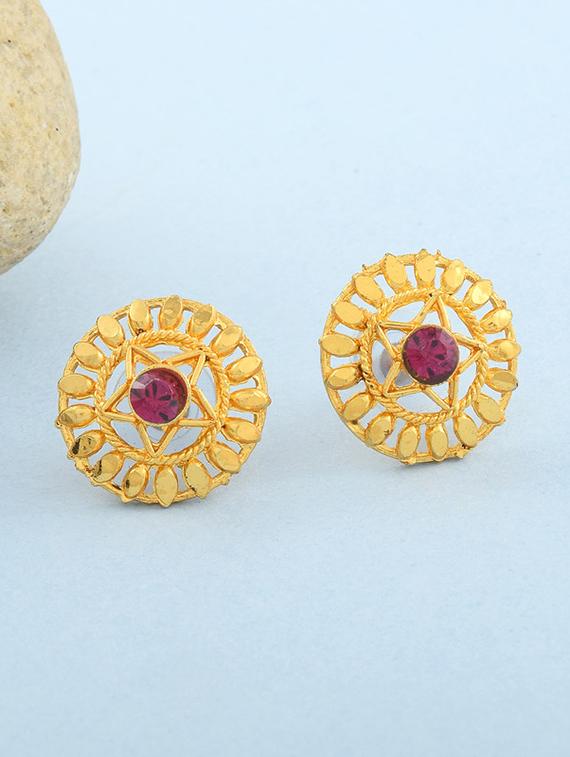yellow goldplated brass studs earring - 19947169 -  Zoom Image - 0