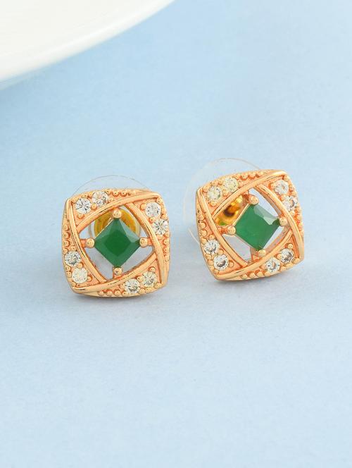 stone studded gold brass studs earring - 19947174 - Standard Image - 0