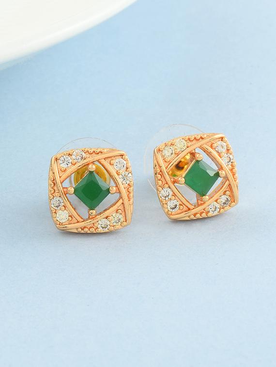 stone studded gold brass studs earring - 19947174 - Zoom Image - 0