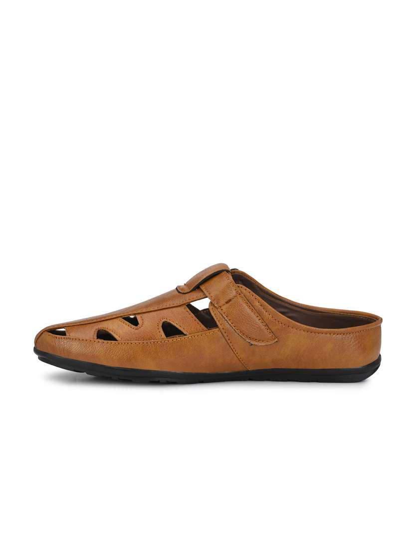 tan cut work synthetic sandal - 19947204 -  Standard Image - 3