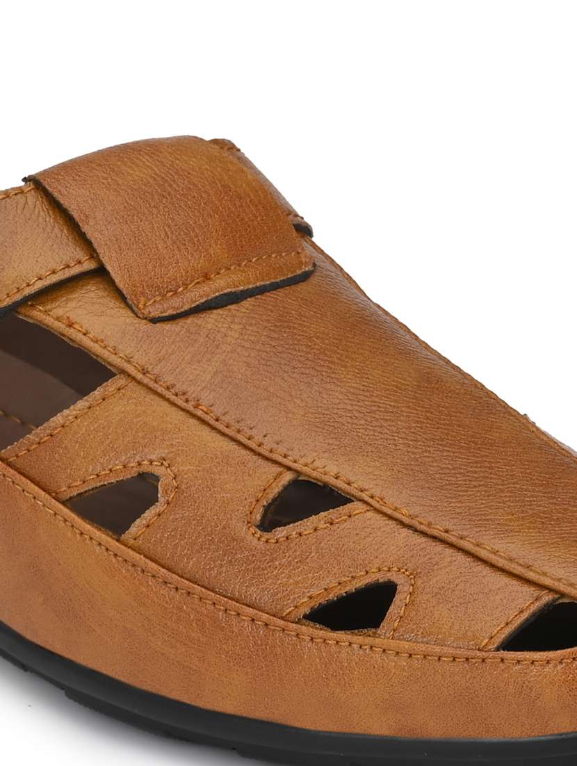 tan cut work synthetic sandal - 19947204 -  Standard Image - 5