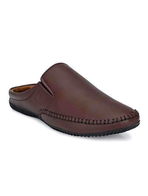 men solid brown casual mules - 19947206 -  Standard Image - 0