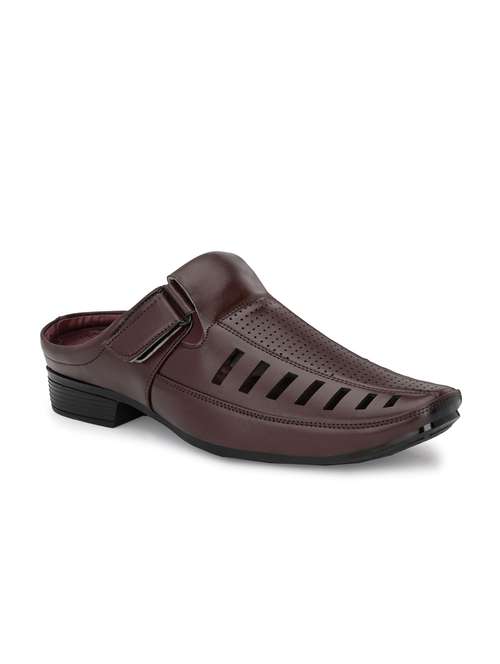 brown synthetic slip on sandals - 19947228 -  Standard Image - 0