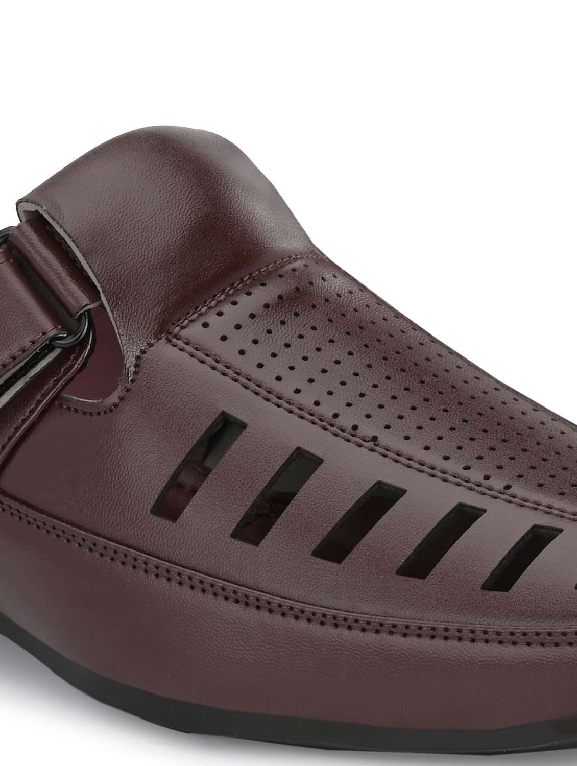 brown synthetic slip on sandals - 19947228 -  Standard Image - 5