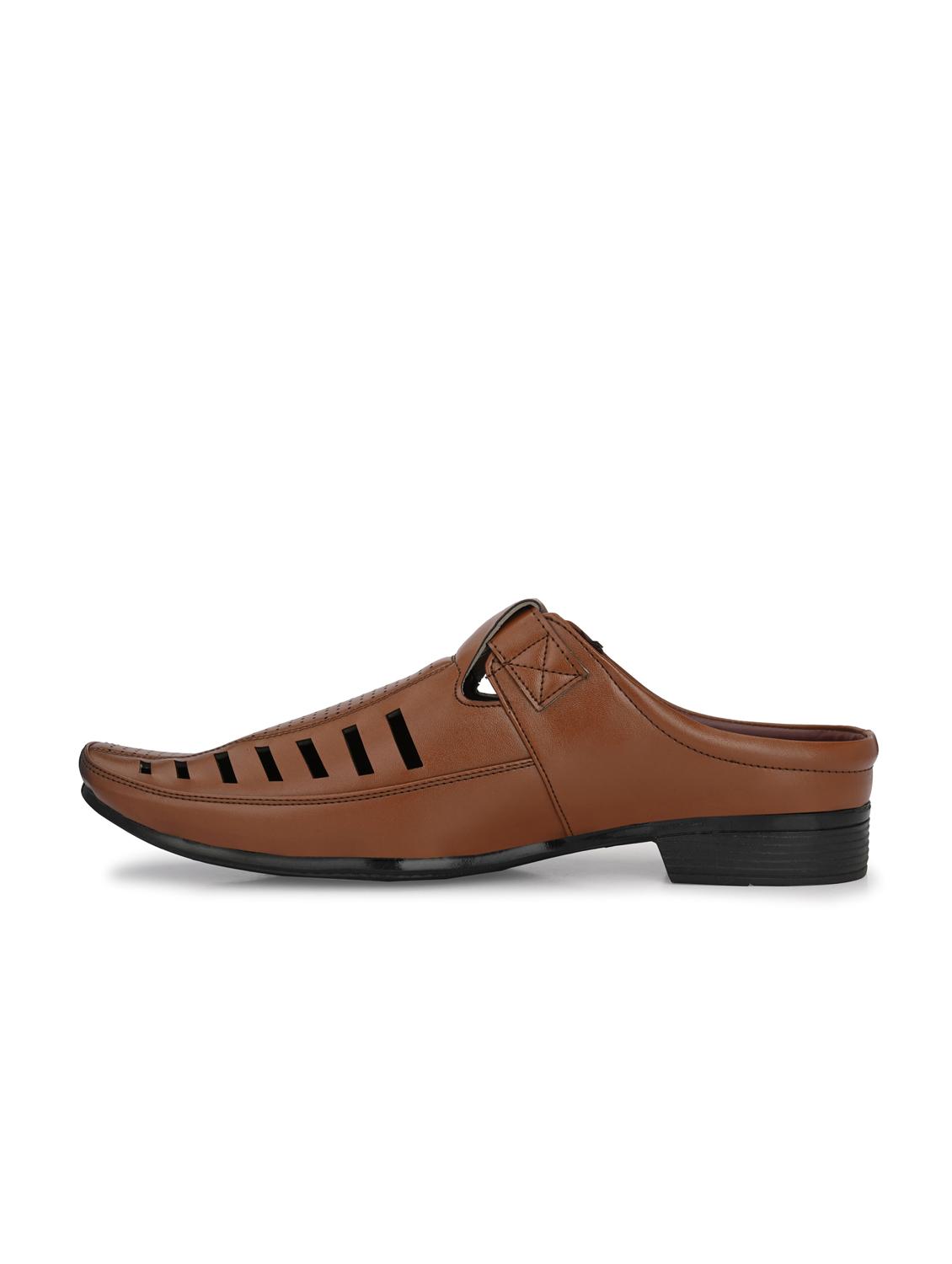 tan synthetic slip on sandals - 19947229 - Standard Image - 3