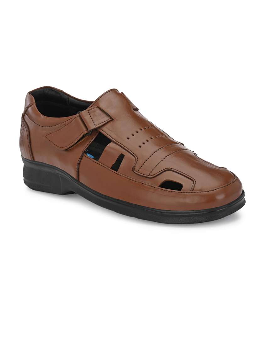 brown leather cut work slip on shoe