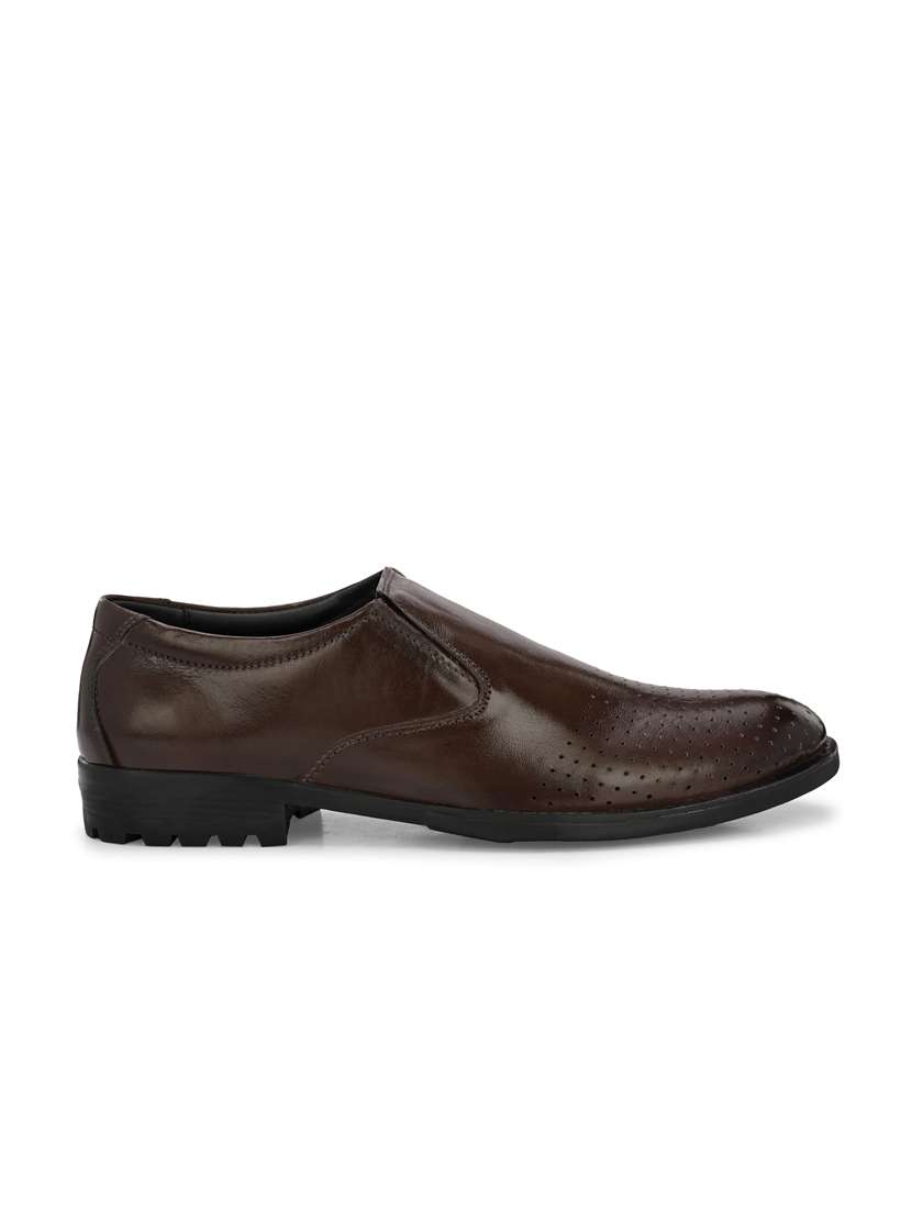 mens brown solid slip on - 19947281 - Standard Image - 3