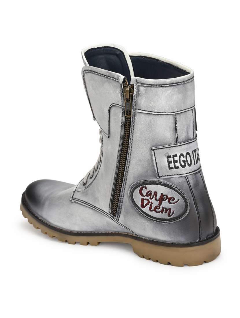 white synthetic high tops boots - 19947308 -  Standard Image - 3