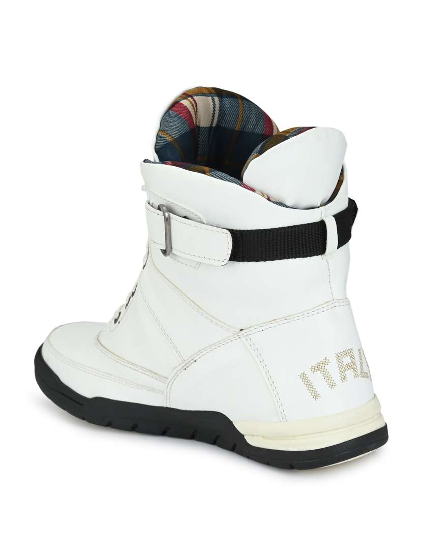 white synthetic high tops boots - 19947312 -  Standard Image - 3