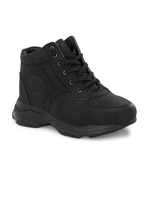 black synthetic lace up boots - 19947334 -  Standard Image - 0