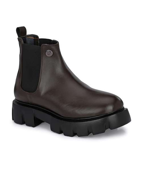 brown synthetic slip on boots - 19947349 - Standard Image - 0