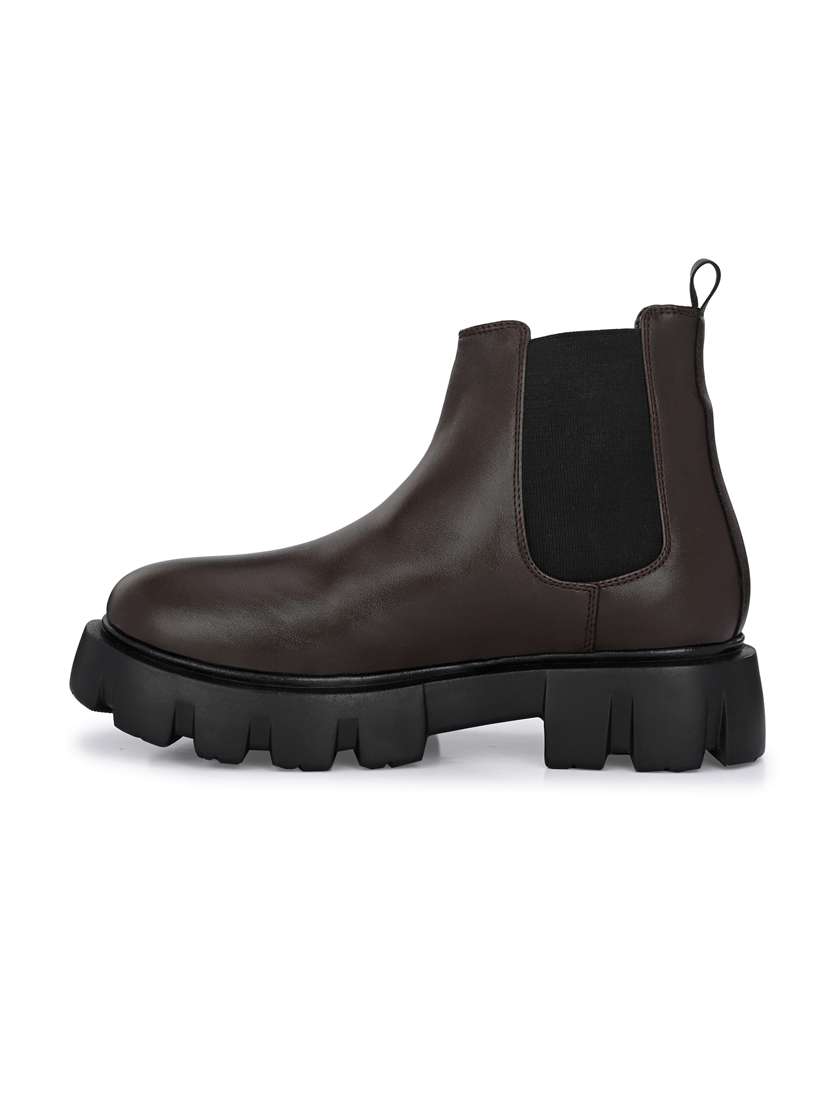 brown synthetic slip on boots - 19947349 - Standard Image - 3