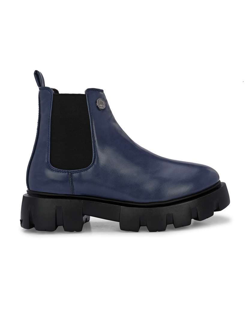 blue synthetic slip on boots - 19947351 -  Standard Image - 3