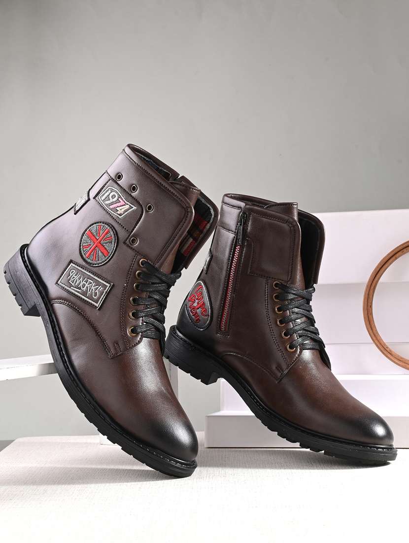 black leather high ankle boot