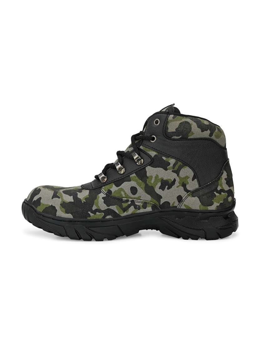 green camouflage print lace up high ankle boot - 19947397 -  Standard Image - 3