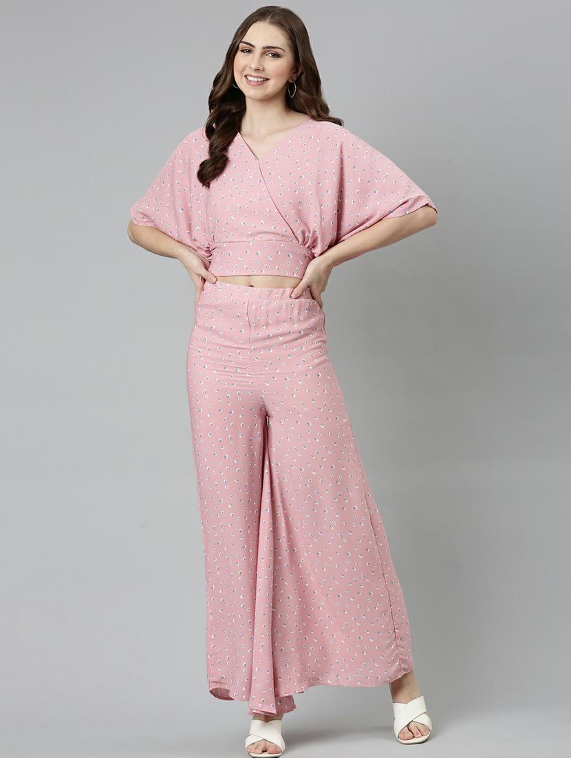 pink printed top and palazzos set - 19947671 - Standard Image - 3
