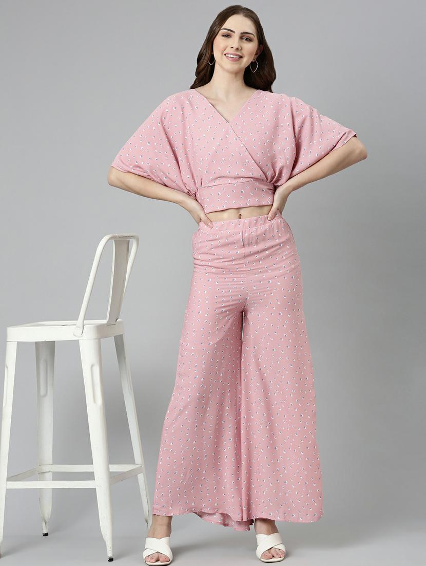 pink printed top and palazzos set - 19947671 - Standard Image - 5