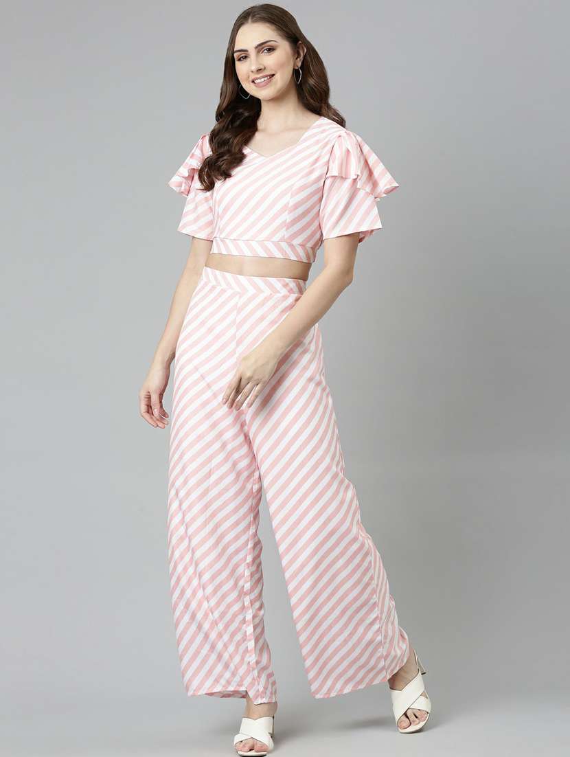 pink striped top and palazzos set  - 19947684 -  Standard Image - 3