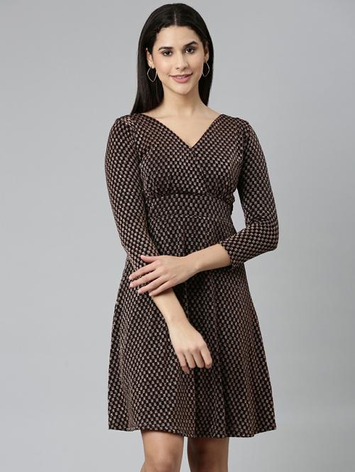 women's fit & flare geometric dress - 19947715 - Standard Image - 0