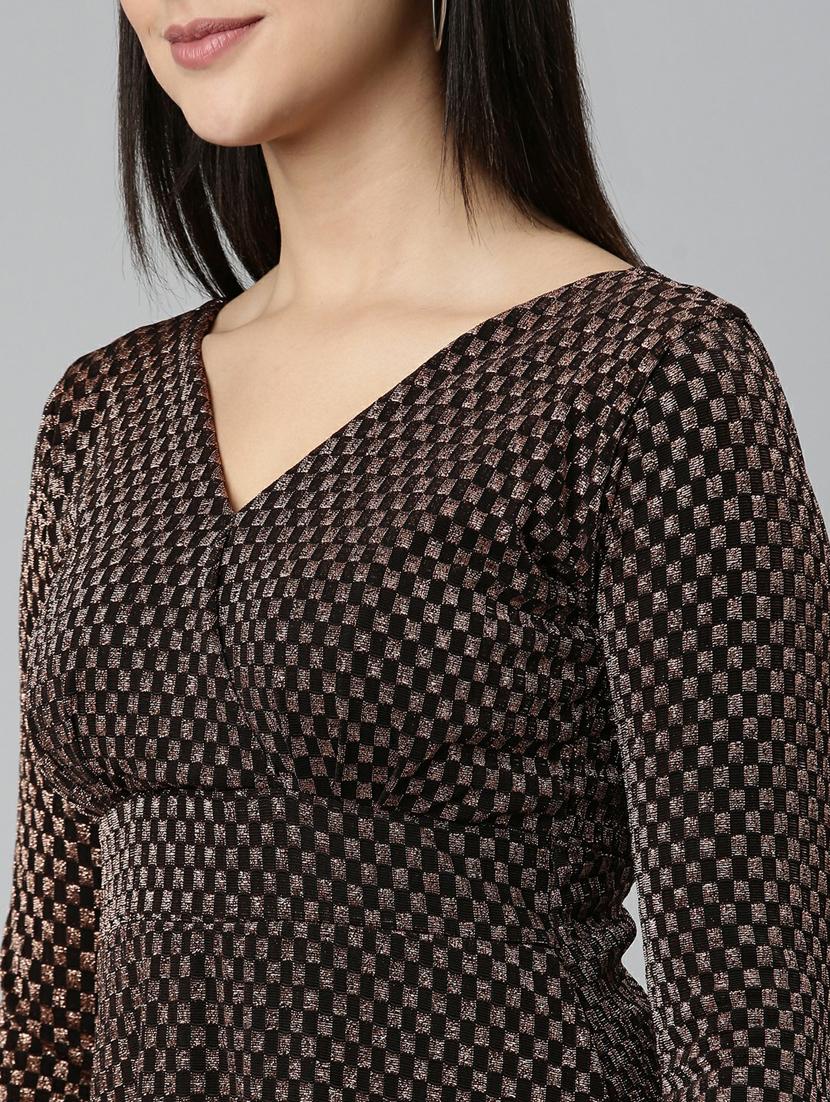 women's fit & flare geometric dress - 19947715 - Standard Image - 5