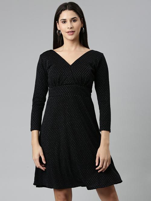 women's fit & flare self design dress - 19947716 -  Standard Image - 0