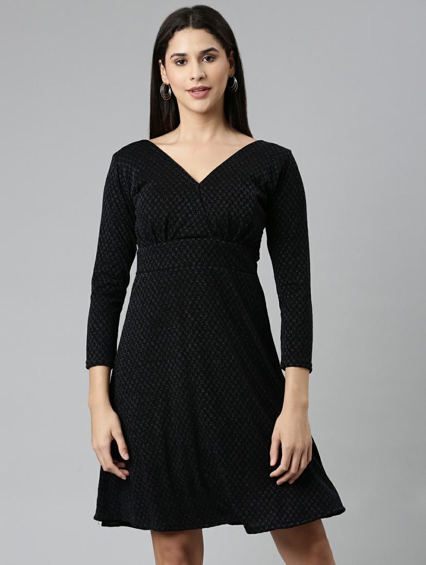 women's fit & flare self design dress - 19947716 -  Zoom Image - 0